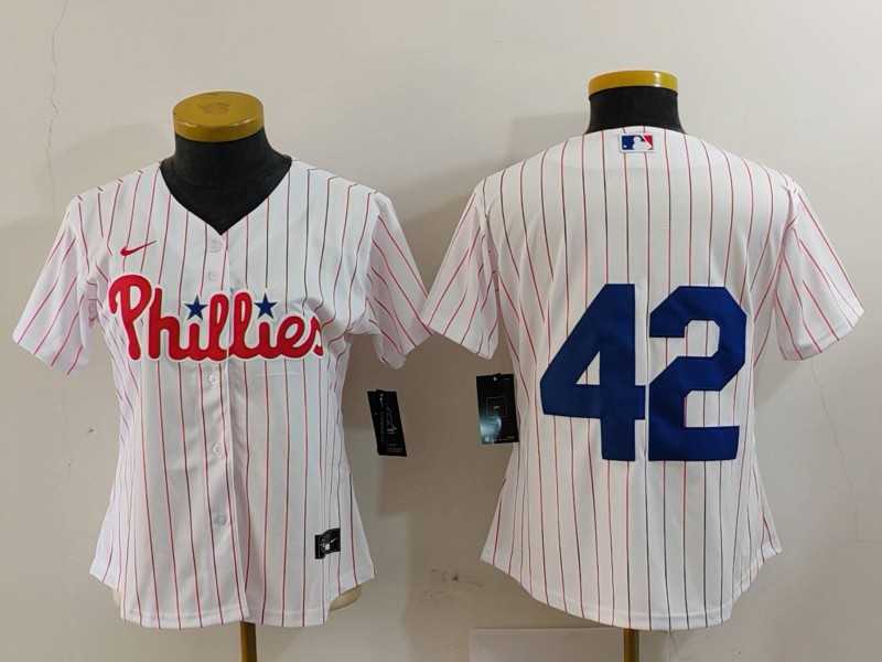 Womens Philadelphia Phillies #42 Jackie Robinson White Cool Base Stitched Jersey